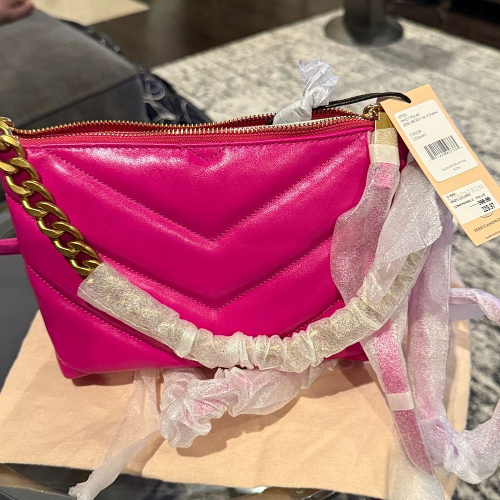 NWT Rebecca Minkoff Edie Shoulder Crossbody Bag – Pink Chevron Quilted Leather